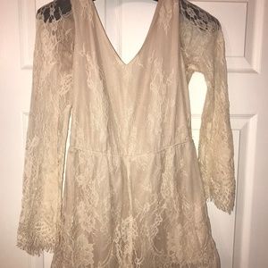Beige Lace Romper